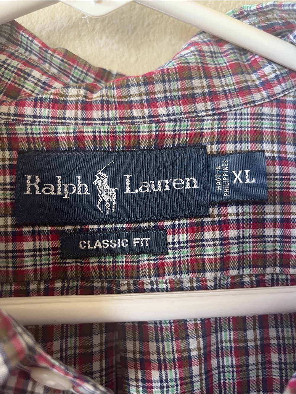 XL Ralph Lauren Red Navy Green Plaid Button-Down Shirt 90s quality mens buttonup - Picture 3 of 10